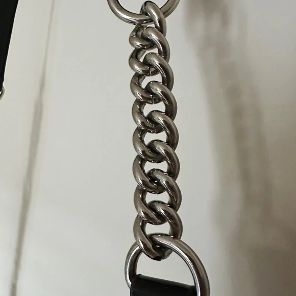 Badgley Mischka | American Glamour | Black Leather + Metal Shoulder Bag - Picture 4 of 8